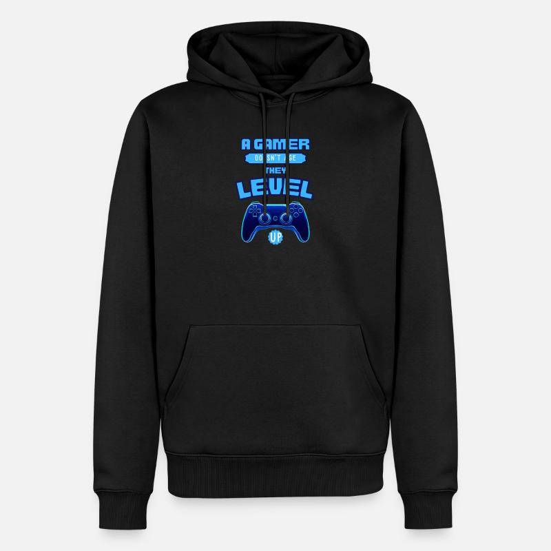 Gamer Level Up Neon-Controller - Männer Premium Bio Hoodie - Schwarz