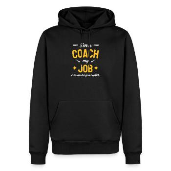 T-shirt Coach Mindset : Tough Love Motivation - Sweat à capuche Premium bio Homme - noir - Devant - Nico (187cm)