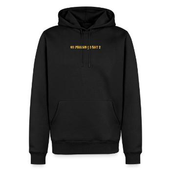 Leopard text on black background - Men’s Premium Organic Hoodie - black - Front - Nico (187cm)