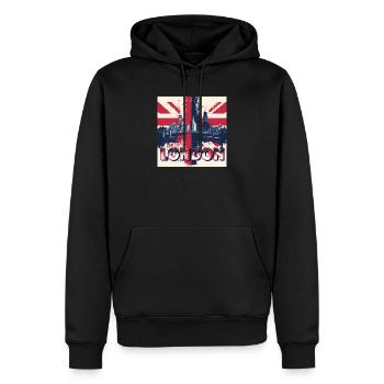 London Skyline Union Jack Splash - Männer Premium Bio Hoodie - Schwarz - Vorne - Nico (187cm)
