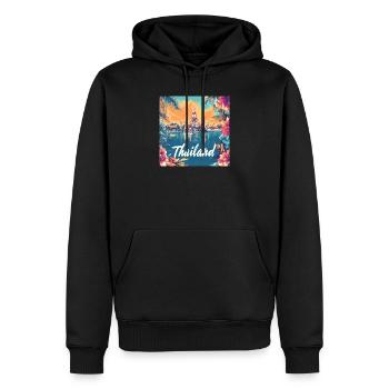Thailand-Tempel Sonnenuntergangs-Blumenparadies - Männer Premium Bio Hoodie - Schwarz - Vorne - Nico (187cm)