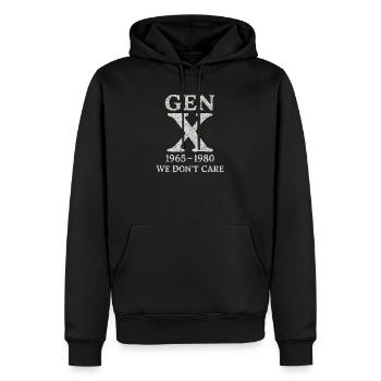 Génération X - On s’en fiche - Sweat à capuche Premium bio Homme - noir - Devant - Nico (187cm)