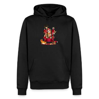 Scène de Noël confortable avec des animaux avec du charme - Sweat à capuche Premium bio Homme - noir - Devant - Nico (187cm)