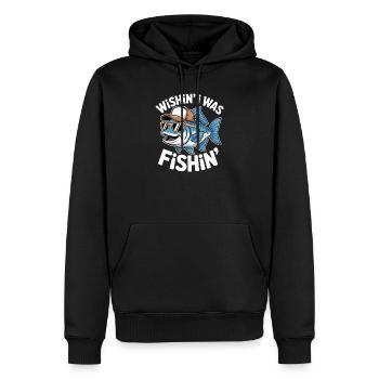 Poisson humoristique avec lunettes de soleil et casquette - Sweat à capuche Premium bio Homme - noir - Devant - Nico (187cm)