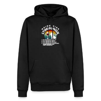 Meine vier Stimmungen Schlaf Wein Urlaub Schaufel - Männer Premium Bio Hoodie - Schwarz - Vorne - Nico (187cm)