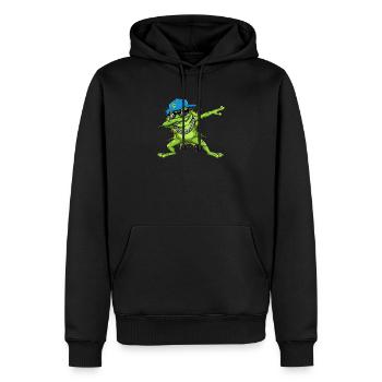 Hip-Hop Frog Dab Design de dessins animés - Sweat à capuche Premium bio Homme - noir - Devant - Nico (187cm)