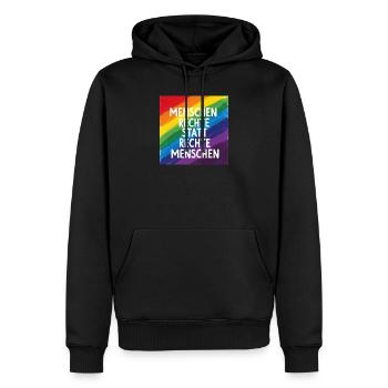 Menschenrechte statt rechte Menschen Regenbogen - Männer Premium Bio Hoodie - Schwarz - Vorne - Nico (187cm)