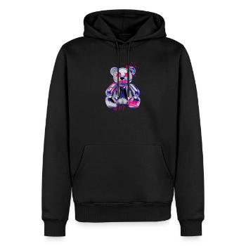 Ours en peluche gothique avec un look néon graffiti - Sweat à capuche Premium bio Homme - noir - Devant - Nico (187cm)