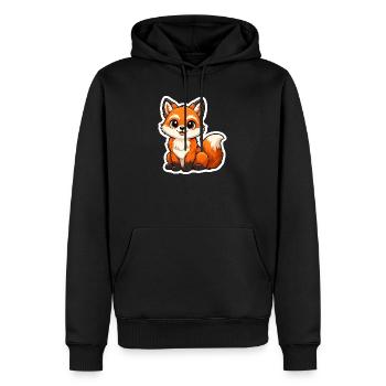 Niedlicher Fuchs Motiv im Cartoon Stil  - Männer Premium Bio Hoodie - Schwarz - Vorne - Nico (187cm)