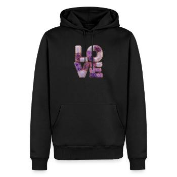 Patchwork Love Quiltlook Lettering - Men’s Premium Organic Hoodie - black - Front - Nico (187cm)