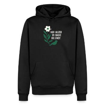 Radicalized By Decency Shirt for Activists - Männer Premium Bio Hoodie - Schwarz - Vorne - Nico (187cm)