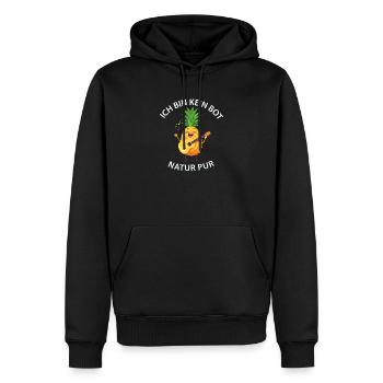 Ananas Rockt Gitarre - kein Bot - Natur pur - Männer Premium Bio Hoodie - Schwarz - Vorne - Nico (187cm)