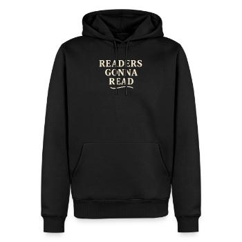 Readers will read - Men’s Premium Organic Hoodie - black - Front - Nico (187cm)