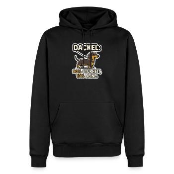 Dackel 90% Stur - Lustiges Hund Retro Design - Männer Premium Bio Hoodie - Schwarz - Vorne - Nico (187cm)