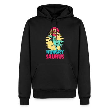Hungry Dino Kids – Pizza Dinosaur Fun - Männer Premium Bio Hoodie - Schwarz - Vorne - Nico (187cm)