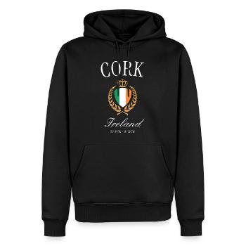 Couronne d’armoiries d’Irlande de Cork – Souvenir de voyage - Sweat à capuche Premium bio Homme - noir - Devant - Nico (187cm)