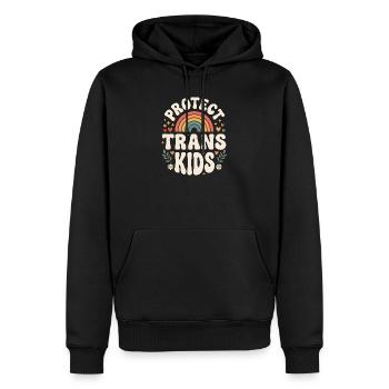 Fierté LGBTQ - Protéger les enfants trans - Sweat à capuche Premium bio Homme - noir - Devant - Nico (187cm)