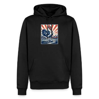 Frankreich Hahn Fußball Fan Motiv Wappentier  - Männer Premium Bio Hoodie - Schwarz - Vorne - Nico (187cm)