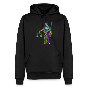 justice - Sweat à capuche Premium bio Homme - noir - Devant - Nico (187cm)