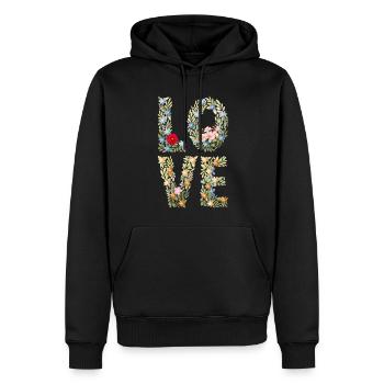 LOVE Foral Briefe - Männer Premium Bio Hoodie - Schwarz - Vorne - Nico (187cm)