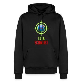 Data Hunter Funny Database - Men’s Premium Organic Hoodie - black - Front - Nico (187cm)