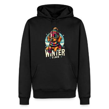 Les chiens de chasse au teckel adorent l’hiver et le chien des neiges - Sweat à capuche Premium bio Homme - noir - Devant - Nico (187cm)