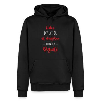 L'abus d'alcool est dangereux pour la dignité - Sweat à capuche Premium bio Homme - noir - Devant - Nico (187cm)