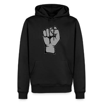 Faust Hand Symbol grau PNG - Männer Premium Bio Hoodie - Schwarz - Vorne - Nico (187cm)