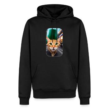 Curious cat - Men’s Premium Organic Hoodie - black - Front - Nico (187cm)