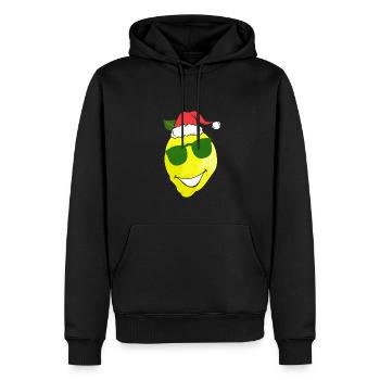 Bonne humeur Citron Noël - Sweat à capuche Premium bio Homme - noir - Devant - Nico (187cm)