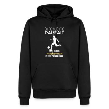 pas parfait rugby homme humour rugbyman cadeau - Sweat à capuche Premium bio Homme - noir - Devant - Nico (187cm)