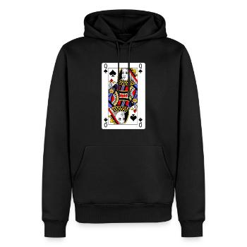 Spielkarten-Pik-Dame - Männer Premium Bio Hoodie - Schwarz - Vorne - Nico (187cm)