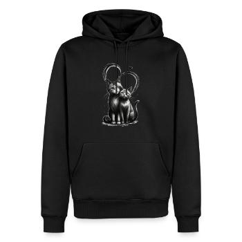 Katzenliebe - Männer Premium Bio Hoodie - Schwarz - Vorne - Nico (187cm)