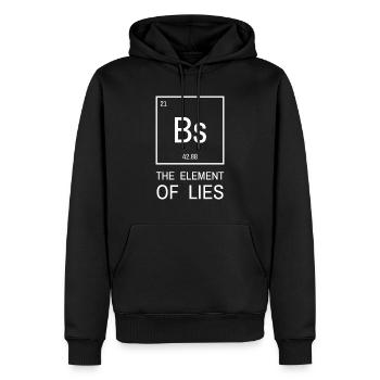 Bs, l’élément du mensonge | Bs L’élément du mensonge - Sweat à capuche Premium bio Homme - noir - Devant - Nico (187cm)