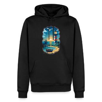 Leuchtturm Ostsee Nordsee - Männer Premium Bio Hoodie - Schwarz - Vorne - Nico (187cm)