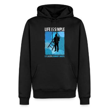 Ramoneur Ramoneur - Sweat à capuche Premium bio Homme - noir - Devant - Nico (187cm)
