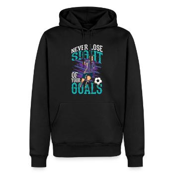 Never Lose Sight Of Your Goals - Männer Premium Bio Hoodie - Schwarz - Vorne - Nico (187cm)