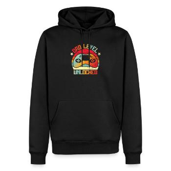 Gaming Gamer Papa Dad Level Unlocked Gift Idea - Sweat à capuche Premium bio Homme - noir - Devant - Nico (187cm)