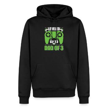 Le joueur de jeu Papa père a atteint le niveau de papa de 3 enfants - Sweat à capuche Premium bio Homme - noir - Devant - Nico (187cm)