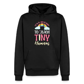C’est une bonne journée pour enseigner aux petits humains Éducateur - Sweat à capuche Premium bio Homme - noir - Devant - Nico (187cm)