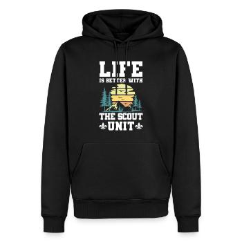 Pfadfinderleiter | Pfadfinder Scouting Geschenk - Männer Premium Bio Hoodie - Schwarz - Vorne - Nico (187cm)