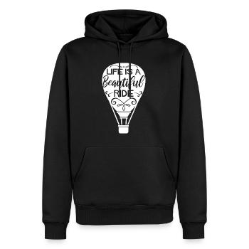Heißluftballon Sprüche | Luftfahrt Hobby Geschenk - Männer Premium Bio Hoodie - Schwarz - Vorne - Nico (187cm)