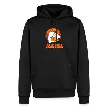 Halloween Bookworm Ghost Lire la suite Booooks - Sweat à capuche Premium bio Homme - noir - Devant - Nico (187cm)