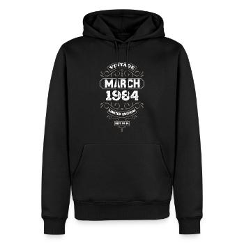 Les Legendes sont nées en March 1984 40ANS - Sweat à capuche Premium bio Homme - noir - Devant - Nico (187cm)