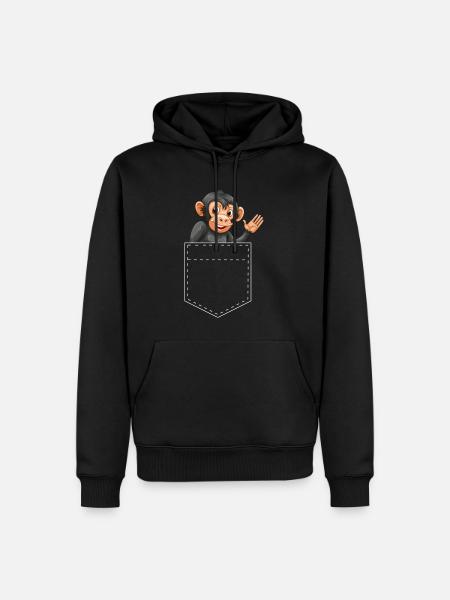 Pocket Monkey - Monkey Design - Men’s Premium Organic Hoodie - black