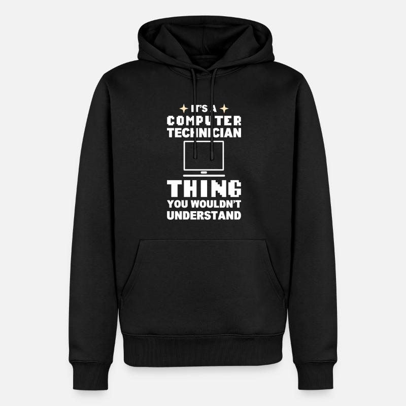 Lustiger Computerfreak Computertechniker - Männer Premium Bio Hoodie - Schwarz