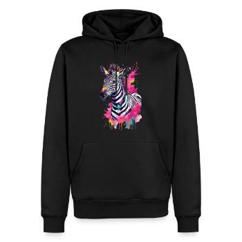 Zebra niedlich bunt in Aquarellfarben - Männer Premium Bio Hoodie - Schwarz - Vorne - Nico (187cm)