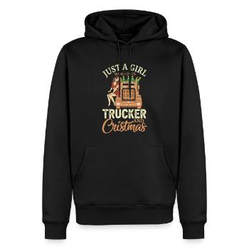 Just a girl who loves trucker and christmas - Sweat à capuche Premium bio Homme - noir - Devant - Nico (187cm)