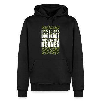 HERR LASS DIVIDENDE VOM HIMMEL REGNEN Aktien - Männer Premium Bio Hoodie - Schwarz - Vorne - Nico (187cm)