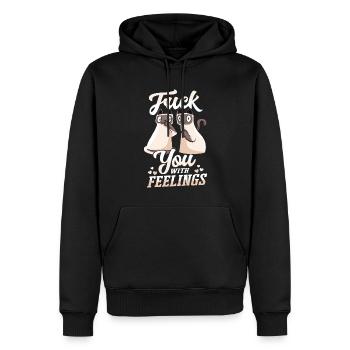 Katze mit Gefühlen lustig sarkastisch - Männer Premium Bio Hoodie - Schwarz - Vorne - Nico (187cm)